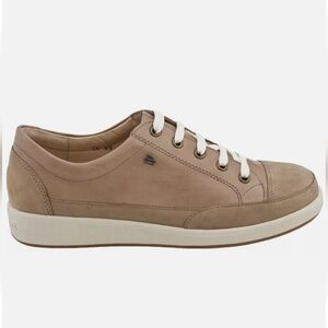 Finn Comfort Harlem Beige Leather Lace Up Cap Toe Women's Sneakers
